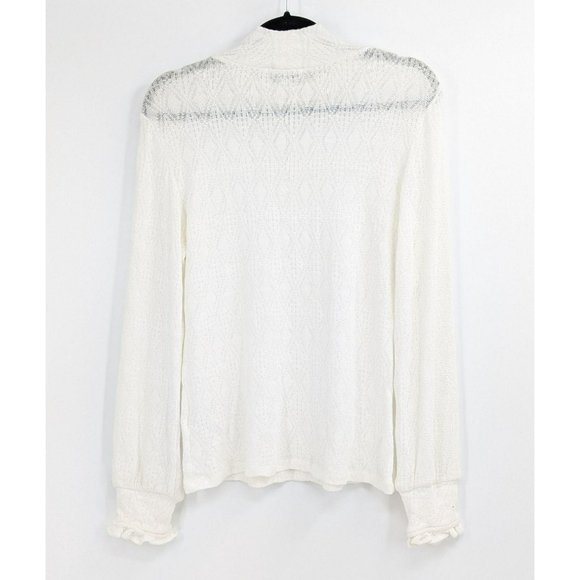 Ten Sixty Sherman Pointelle Mock Neck Sweater Top size XL - Picture 3 of 8